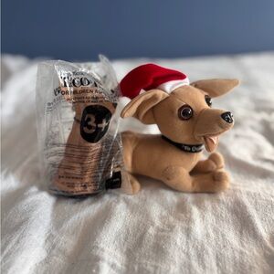 Vintage Taco Bell Dog 6” Chihuahua Stuffed Plush Santa Hat & Toy Candy Dispenser